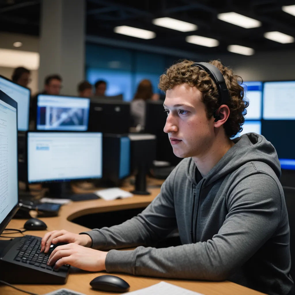 a man sitting at a desk with a laptop and a computer monitor on it, with a bunch of monitors behind him, les automatistes, a stock photo, Andries Stock, hard focus