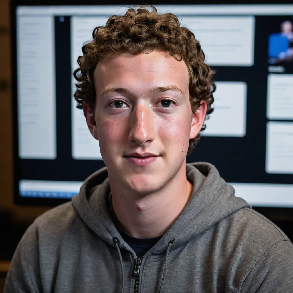 a young man with curly hair is looking at the camera and is in front of a computer screen with a monitor on it, private press, a stock photo, Andries Stock, profile picture