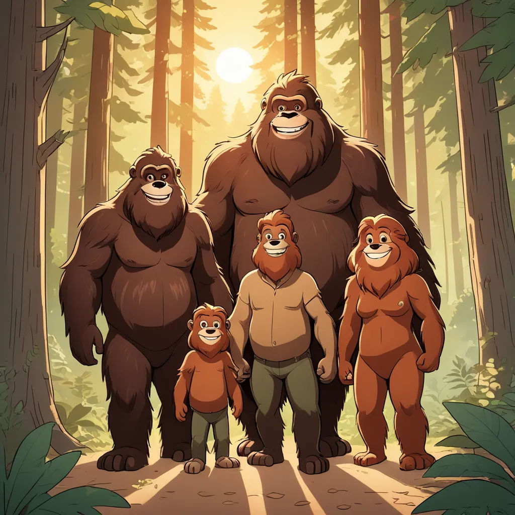 a family of three bears standing in the woods with a sun in the background and trees behind them,, furry art, a poster, Alex Petruk APe, trending on furaffinity