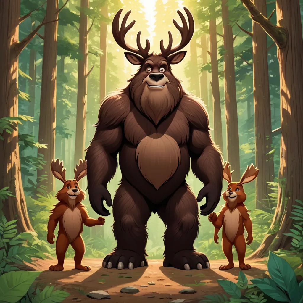 a big furry bear standing next to two smaller bears in a forest with trees and rocks on the ground, furry art, concept art, Chris LaBrooy, leesha hannigan