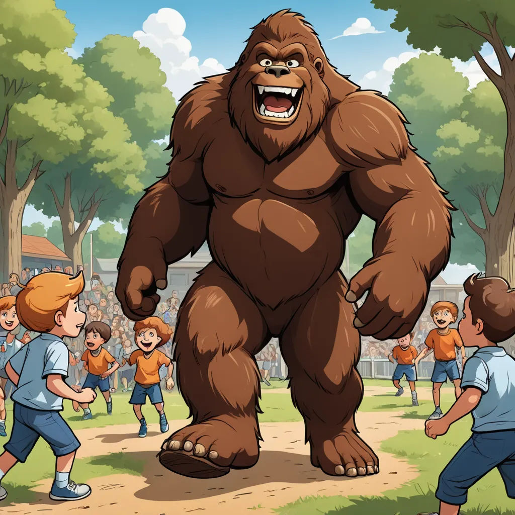 a big furry gorilla standing in front of a group of kids in a park with a crowd of people watching, furry art, a storybook illustration, Alex Petruk APe, furaffinity