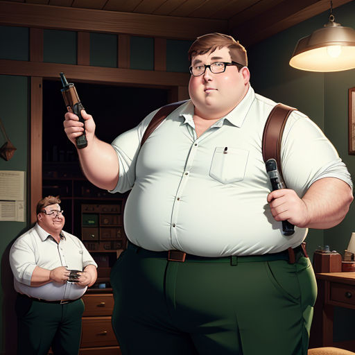 a man holding a gun in a room with a man in the background holding a gun in his hand
