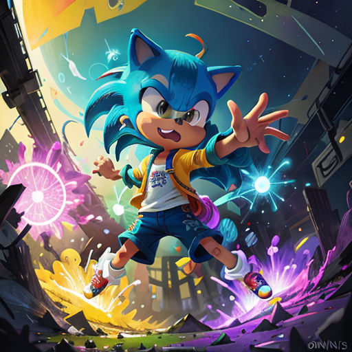 a cartoon character is running through a tunnel of fire and water with a glowing light behind him and a glowing light behind him