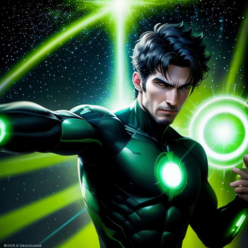 a man in a green suit holding a green light up ball in his hand and a green light up ball in his hand