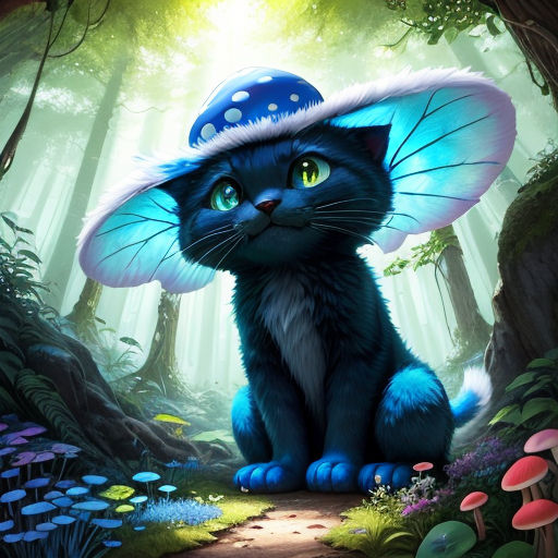 Smurf Cat, Smurf Cat in the forest next to flower. Smurf Cat