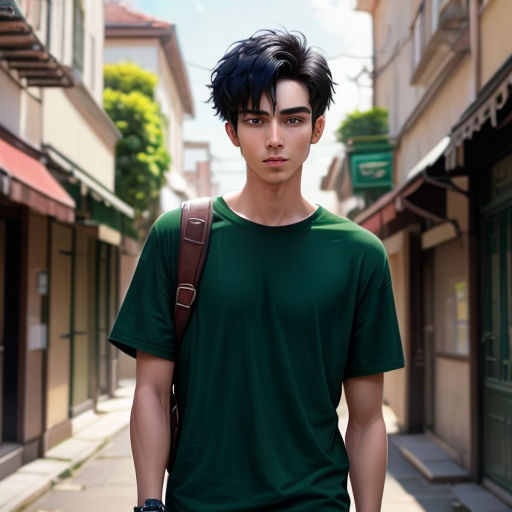 a man with a camera on a city street with buildings in the background and a man with a camera on his shoulder