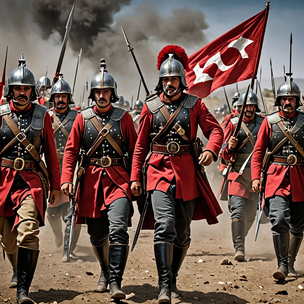 a group of men in uniforms marching with a flag and a flag pole in the background of a large group of men in uniforms, antipodeans, a poster, Altoon Sultan, vfx