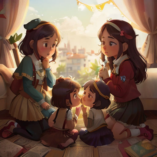 a group of girls sitting on the floor together in front of a window with a book open and a book in front of them