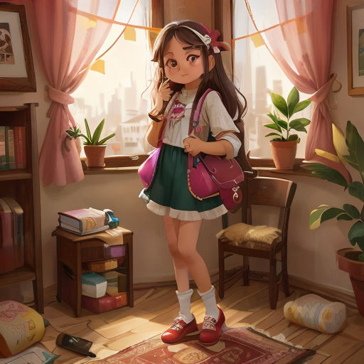 a girl in a room with a pink purse and a pink purse on her shoulder and a pink purse on her shoulder