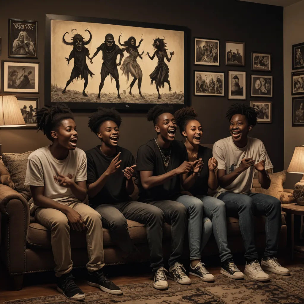 a group of young men sitting on top of a couch in a living room next to a painting on the wall, black arts movement, an album cover, Chinwe Chukwuogo-Roy, portrait photography