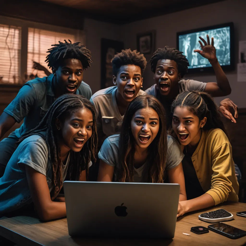a group of young people sitting around a laptop computer on a table with a cell phone and a cell phone, video art, a stock photo, Daniel Lieske, vfx
