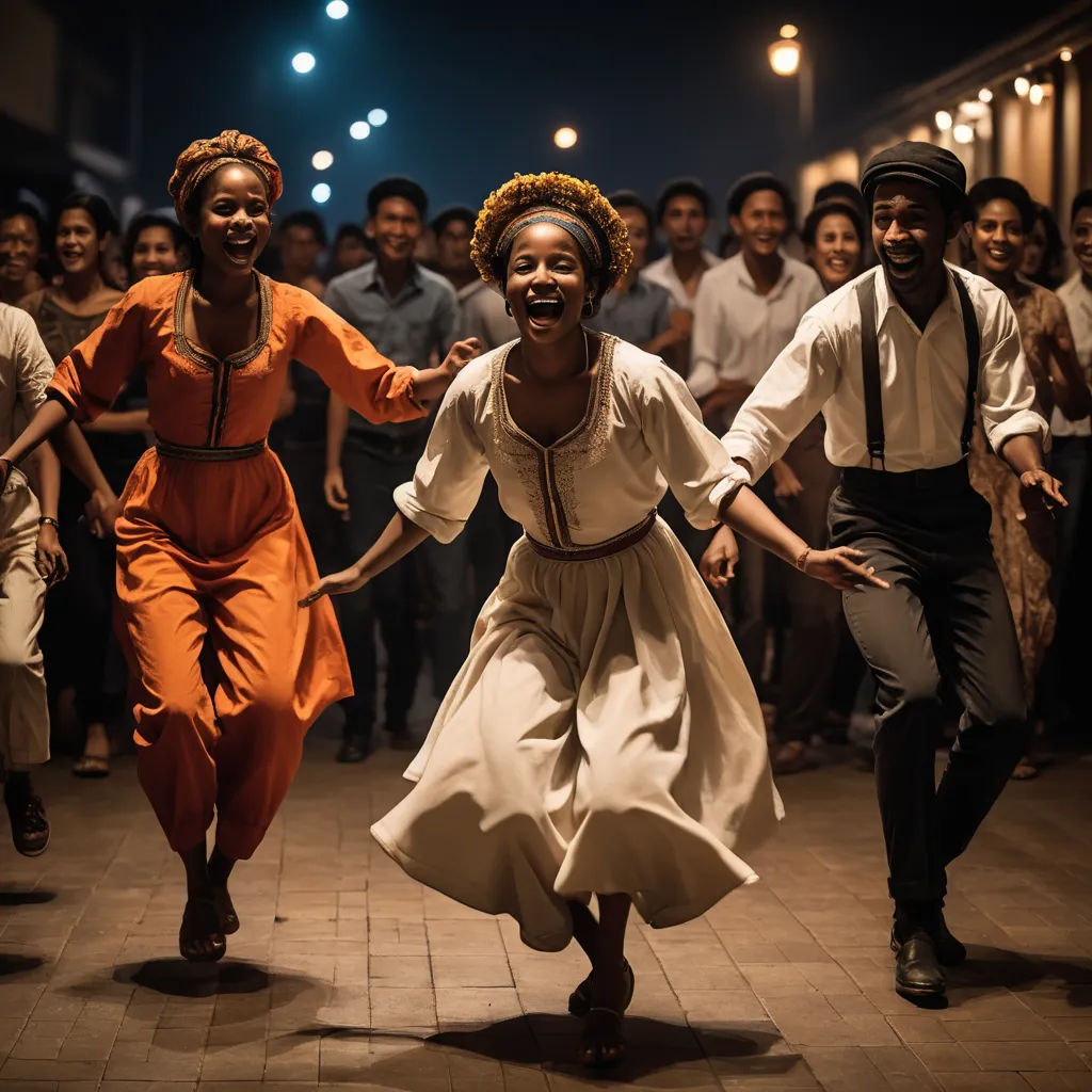 a group of people that are dancing on a tile floor together in a dance pose with a group of people behind them, harlem renaissance, a poster, Ella Guru, movie still