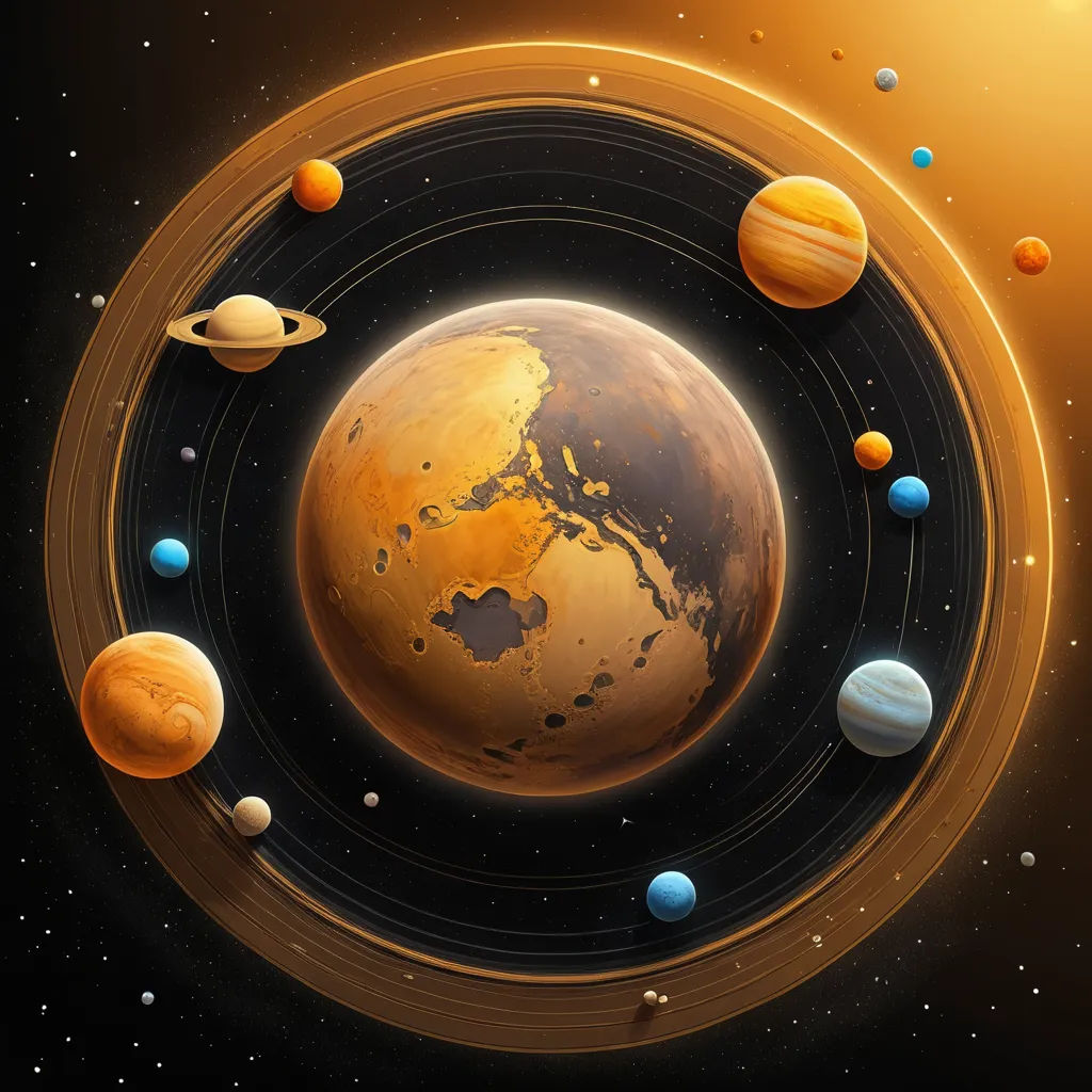 a solar system with planets and the sun in the background illustration illustration of a solar system with planets and the sun in the background, space art, a detailed matte painting, David Martin, planets