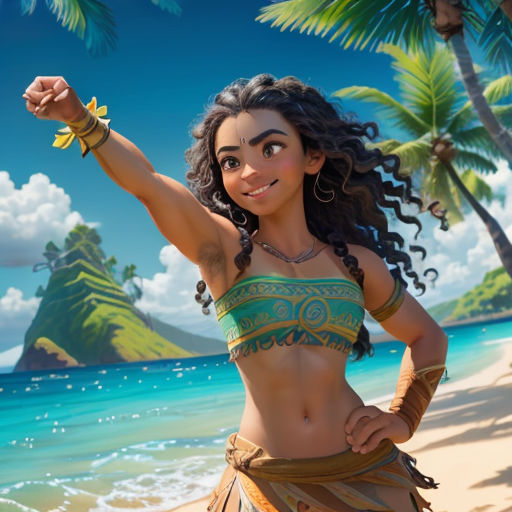 a woman in a bikini standing on a beach next to the ocean with a banana in her hand and a starfish in her hand
