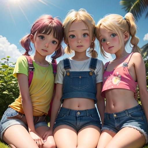 three girls sitting on the grass with their backs to each other and their backs to the camera, with the sun shining behind them