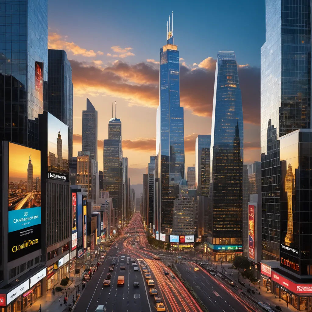 a city with tall buildings and a busy street at sunset with traffic on it and a few cars driving on the road, american scene painting, a digital rendering, David Park, matte painting concept art