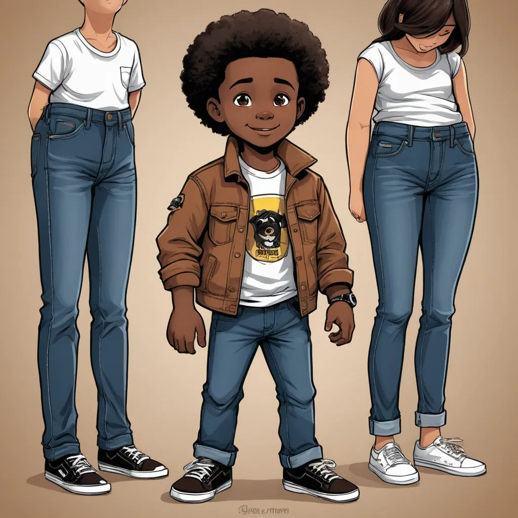 a cartoon of a boy and a girl standing next to each other with their hands in their pockets and their feet in their pants, afrofuturism, concept art, Altichiero, character art