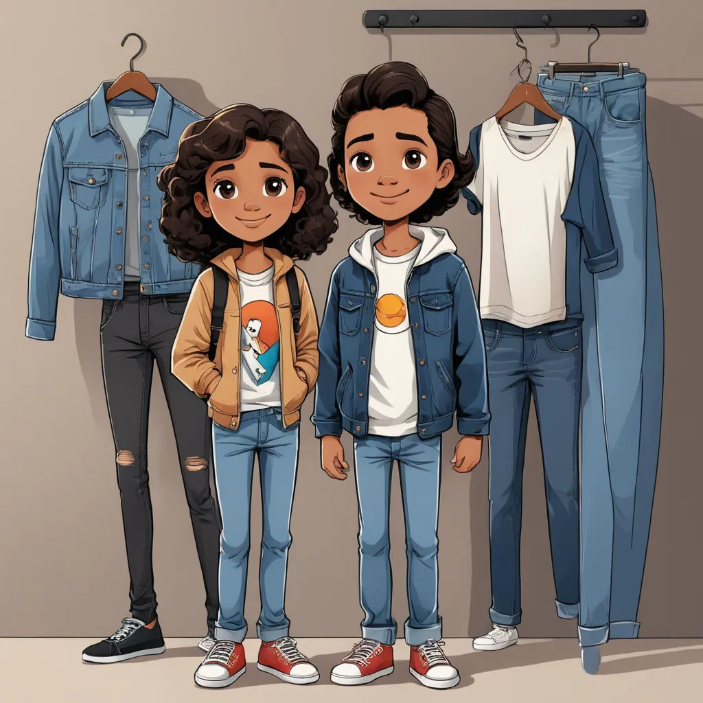 a couple of people standing next to each other in front of a clothing rack with clothes on hangers, lyco art, concept art, Eddie Mendoza, character art