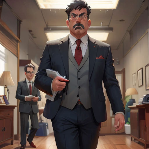 a man in a suit and tie walking down a hallway with another man in a suit and tie behind him