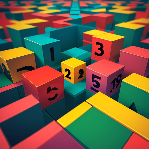 a number of cubes with numbers on them in a pattern of colors and shapes that appear to be multicolored