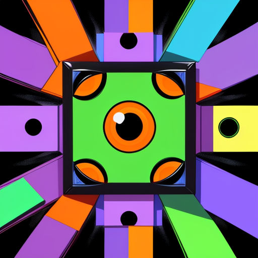a colorful square with a hole in the middle of it and a black background with a black hole in the center