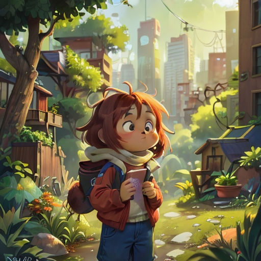 a girl is walking through a city with a backpack and a cup of coffee in her hand and looking at the camera