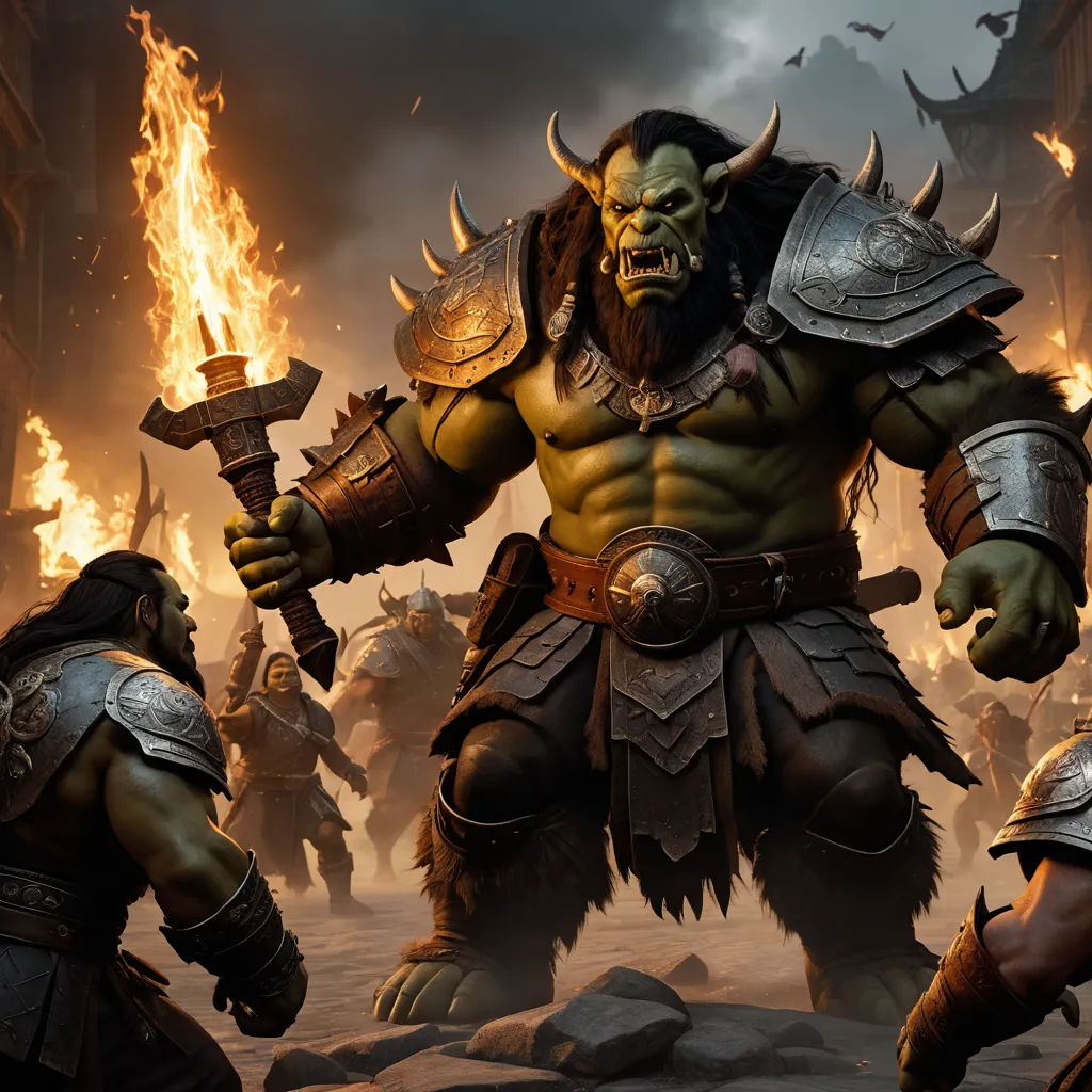 a group of men in armor with fire in their hands and a demon on their back, in a dark city, fantasy art, computer graphics, Alex Horley, unreal engine 5