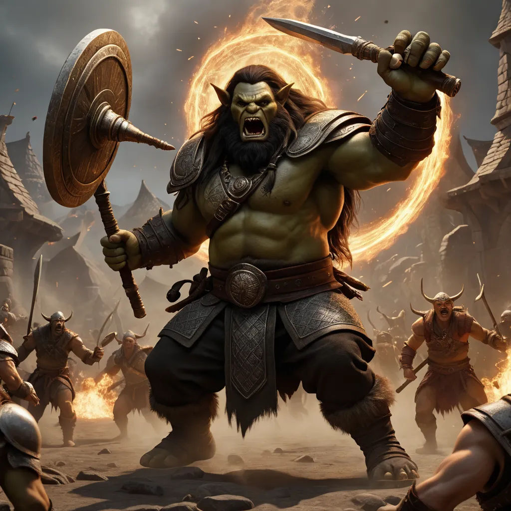 a group of men in armor with a sword and a demon on a field of fire and smoke, surrounded by other men, fantasy art, an ambient occlusion render, Clint Cearley, magic the gathering artwork