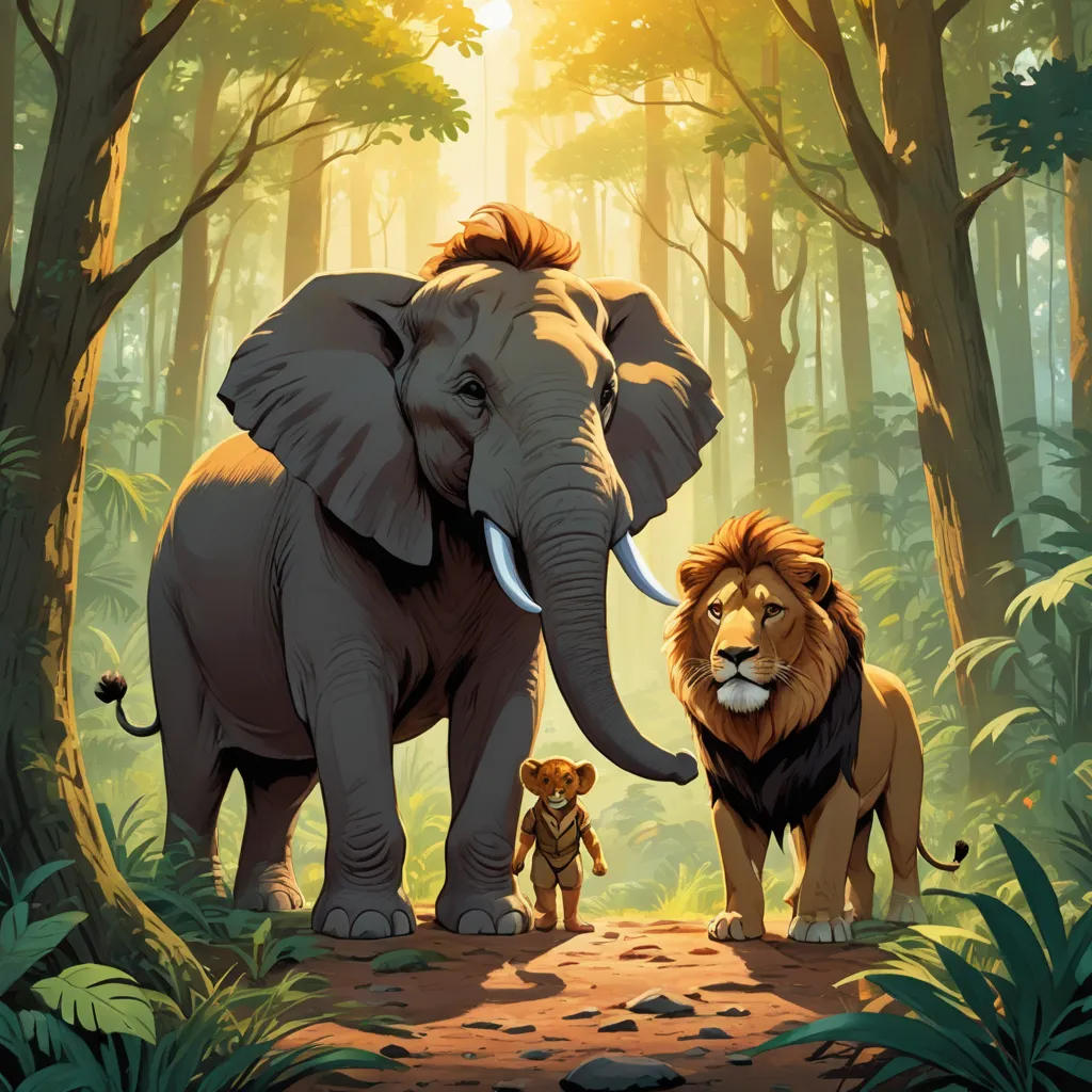 The Wise Elephant and the Fearless Lion