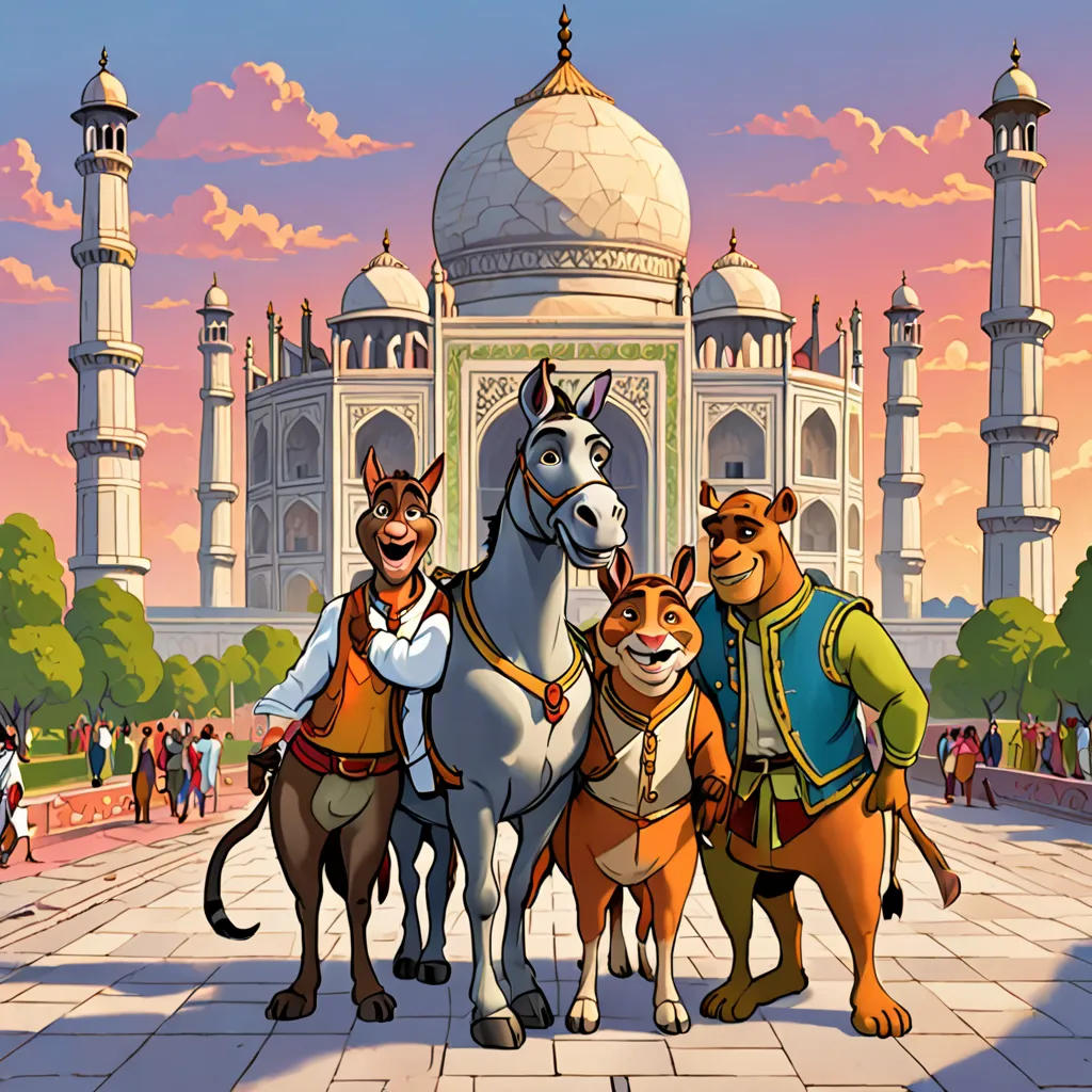 Shrek, Donkey, and Puss in India