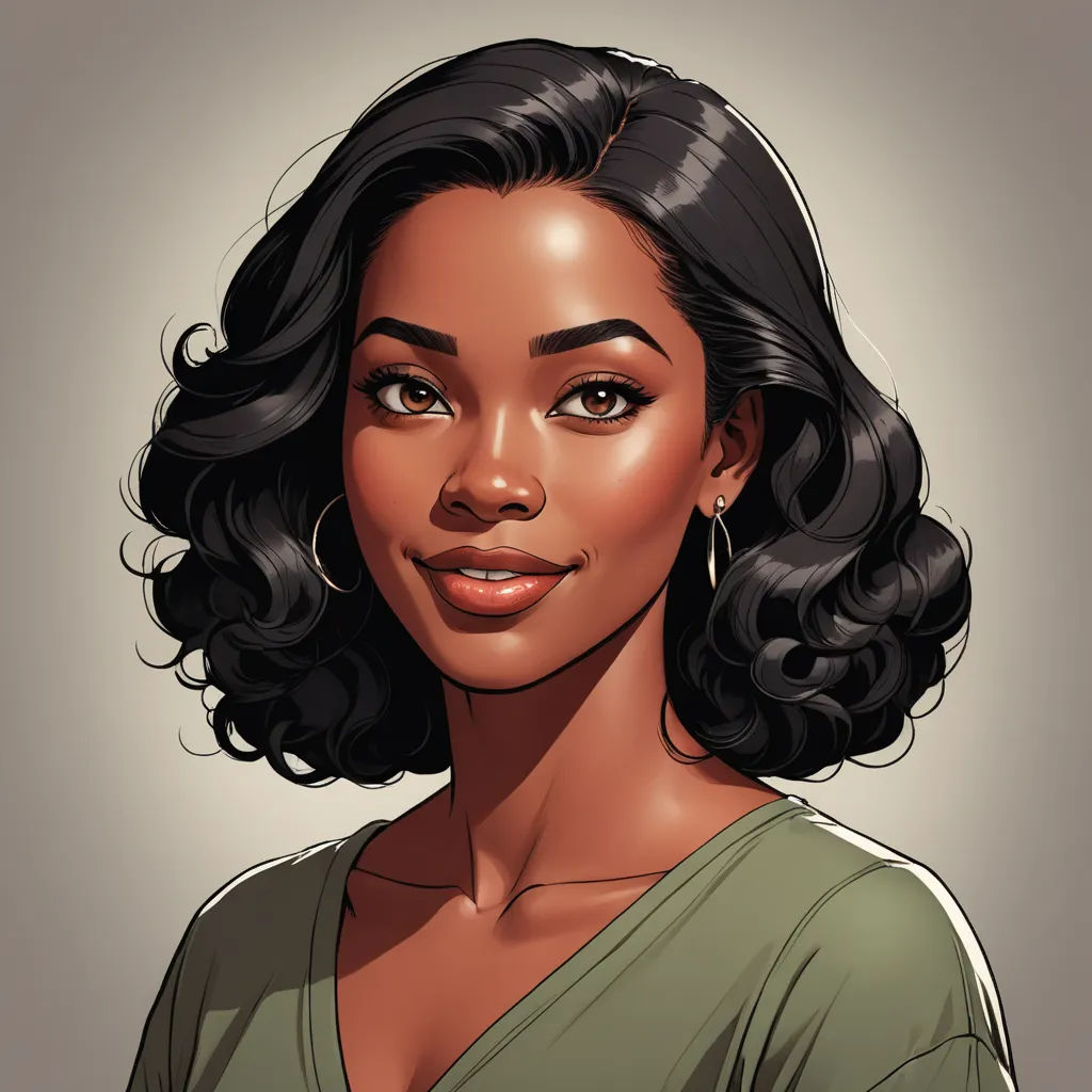 a woman with a green shirt and earrings on her head and a gray background with a black woman's face, harlem renaissance, a character portrait, Constance Gordon-Cumming, rpg portrait