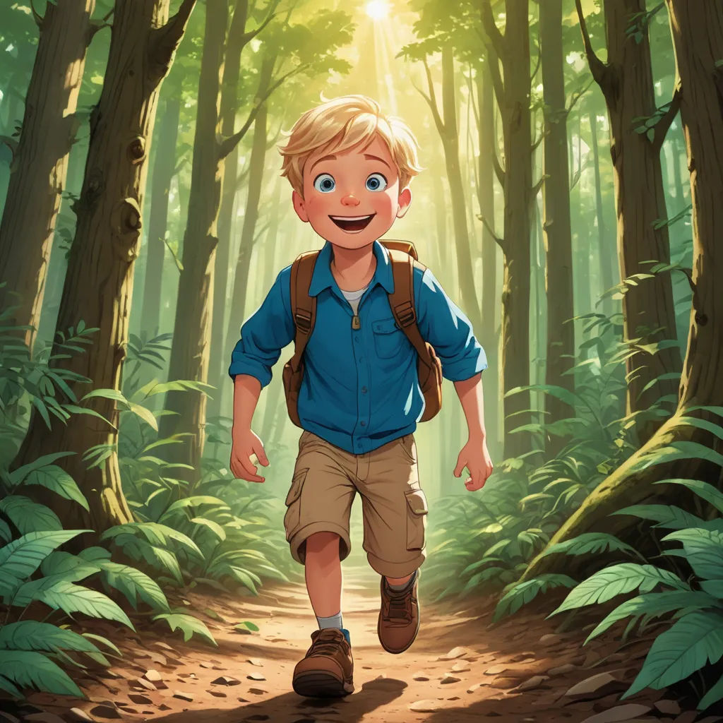 a boy is walking through a forest with a backpack on his back and a backpack on his shoulder and a backpack on his shoulder, sots art, a storybook illustration, Aaron Jasinski, official art