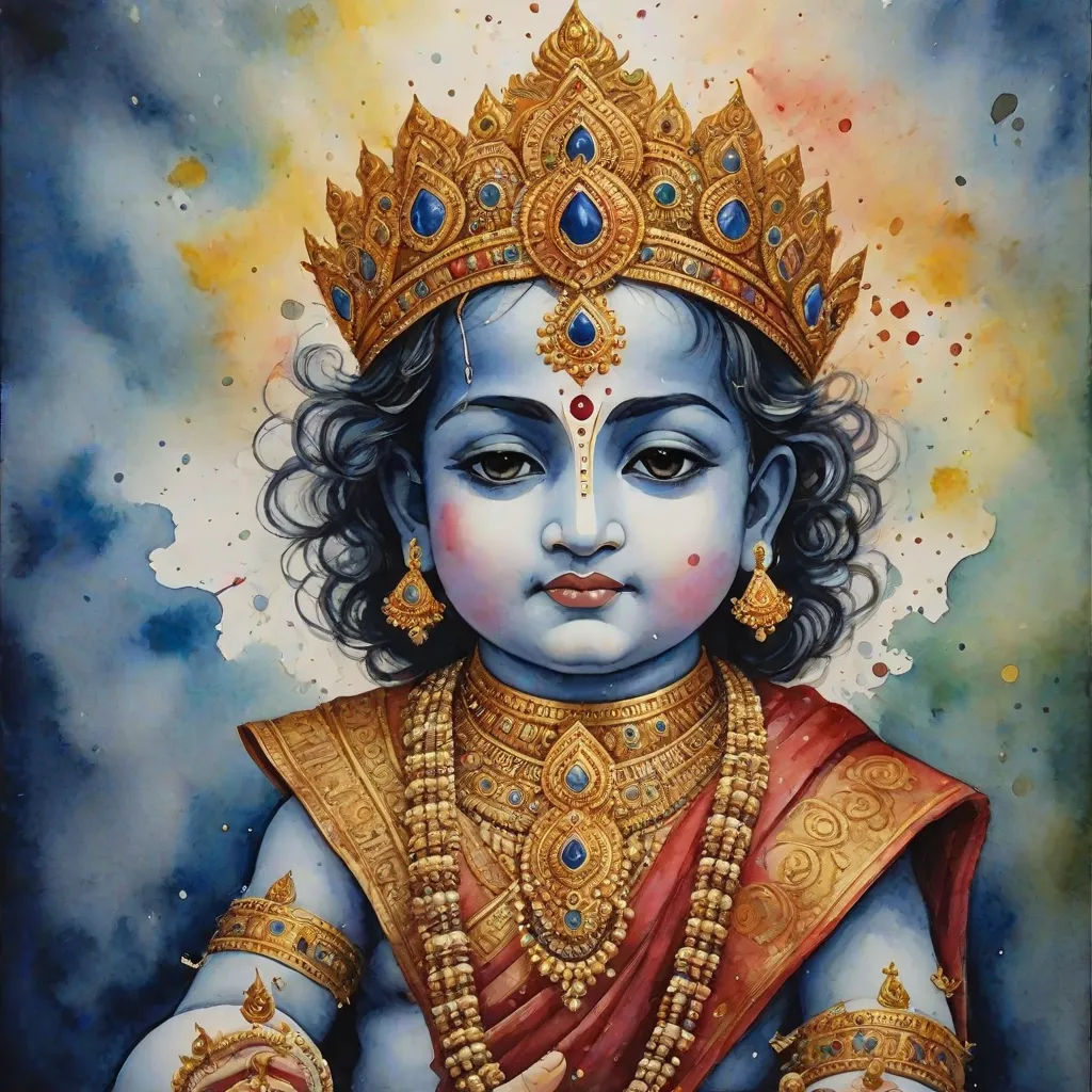 a painting of a child wearing a crown and holding a book in his hands, with clouds in the background, highly detailed oil painting, samikshavad, an oil on canvas painting, Bholekar Srihari