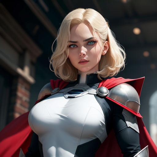 a woman in a white and red outfit with a sword in her hand and a red cape on her shoulders