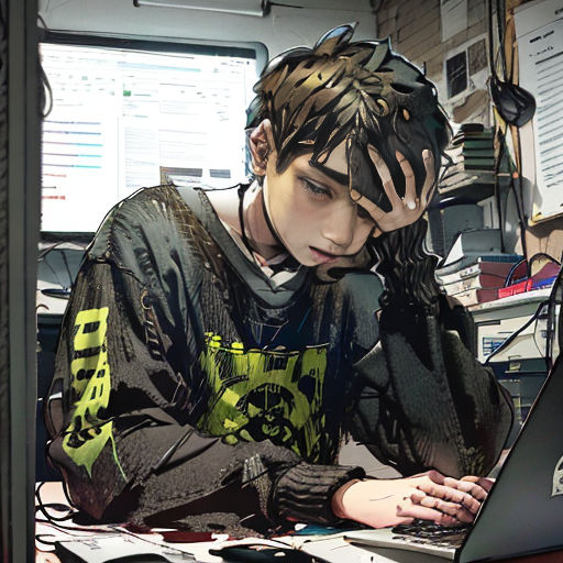 a person sitting at a desk with a laptop computer in front of them and a monitor behind them with a monitor on
