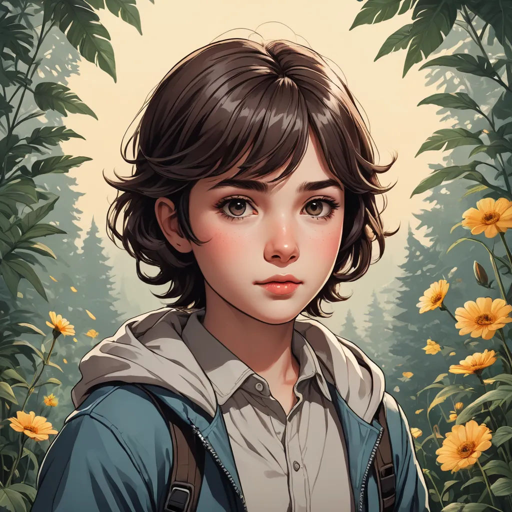 a painting of a young girl in a forest with yellow flowers on the ground and a forest in the background, fantasy art, a character portrait, Artgerm, stanley artgerm lau