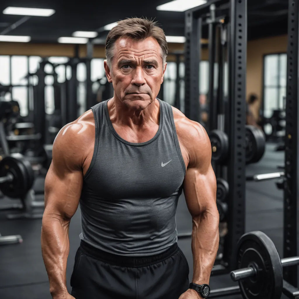 a man in a gym with a barbell in his hand and a weight machine in the background with a man in the foreground, private press, a character portrait, Dennis Flanders, arnold render