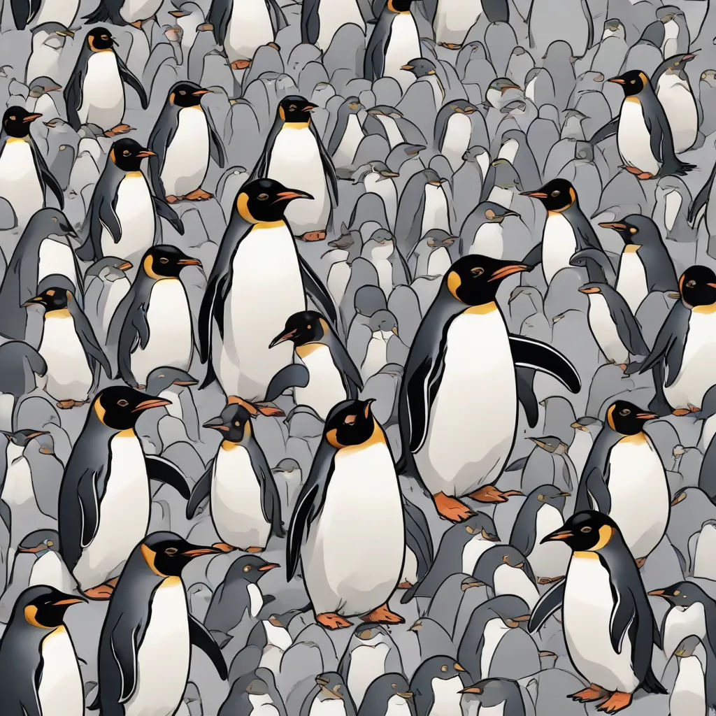 a large group of penguins standing together in a crowd of people, all facing different directions, all facing different directions, generative art, an illustration of, Chris LaBrooy, highly detailed digital art