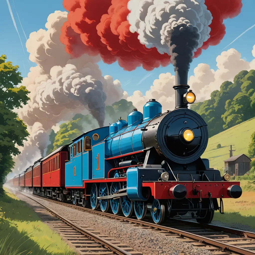 a painting of a train traveling down train tracks with a sky background and clouds in the sky above it, american scene painting, a detailed matte painting, Charles Ginner, highly detailed digital painting