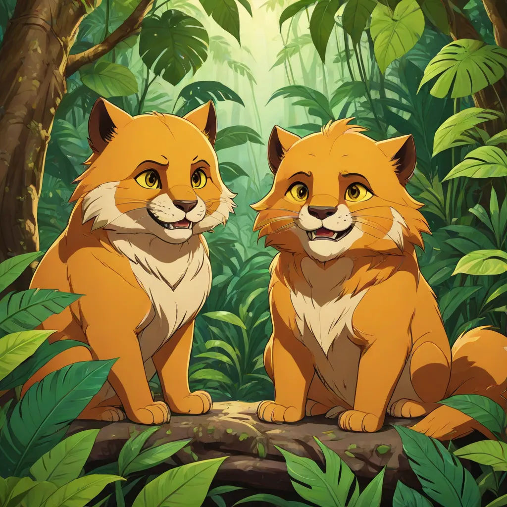 two foxes sitting on a log in a forest with green leaves and trees behind them, looking at each other, furry art, concept art, Chris LaBrooy, official art