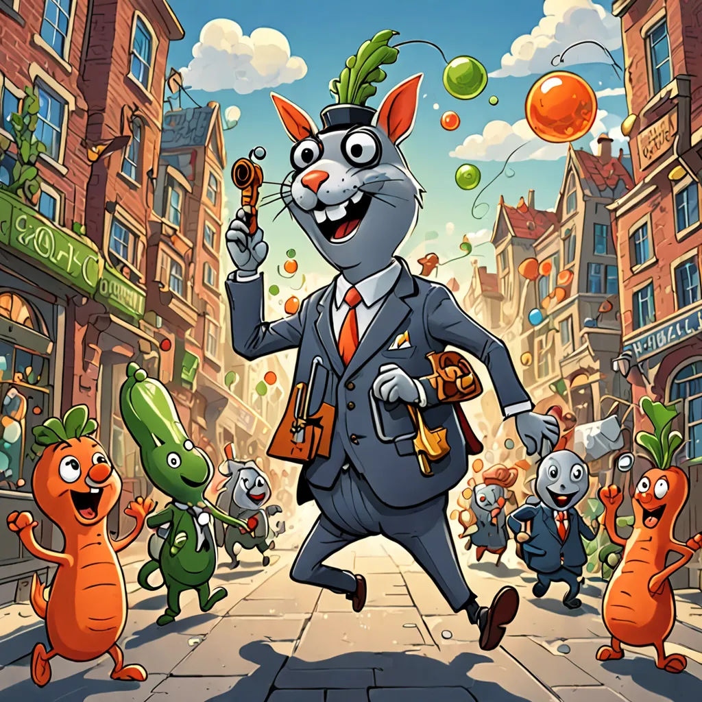 a cartoon of a cat in a suit and tie surrounded by other cats and mice in a city street, sots art, a character portrait, Chris LaBrooy, key art
