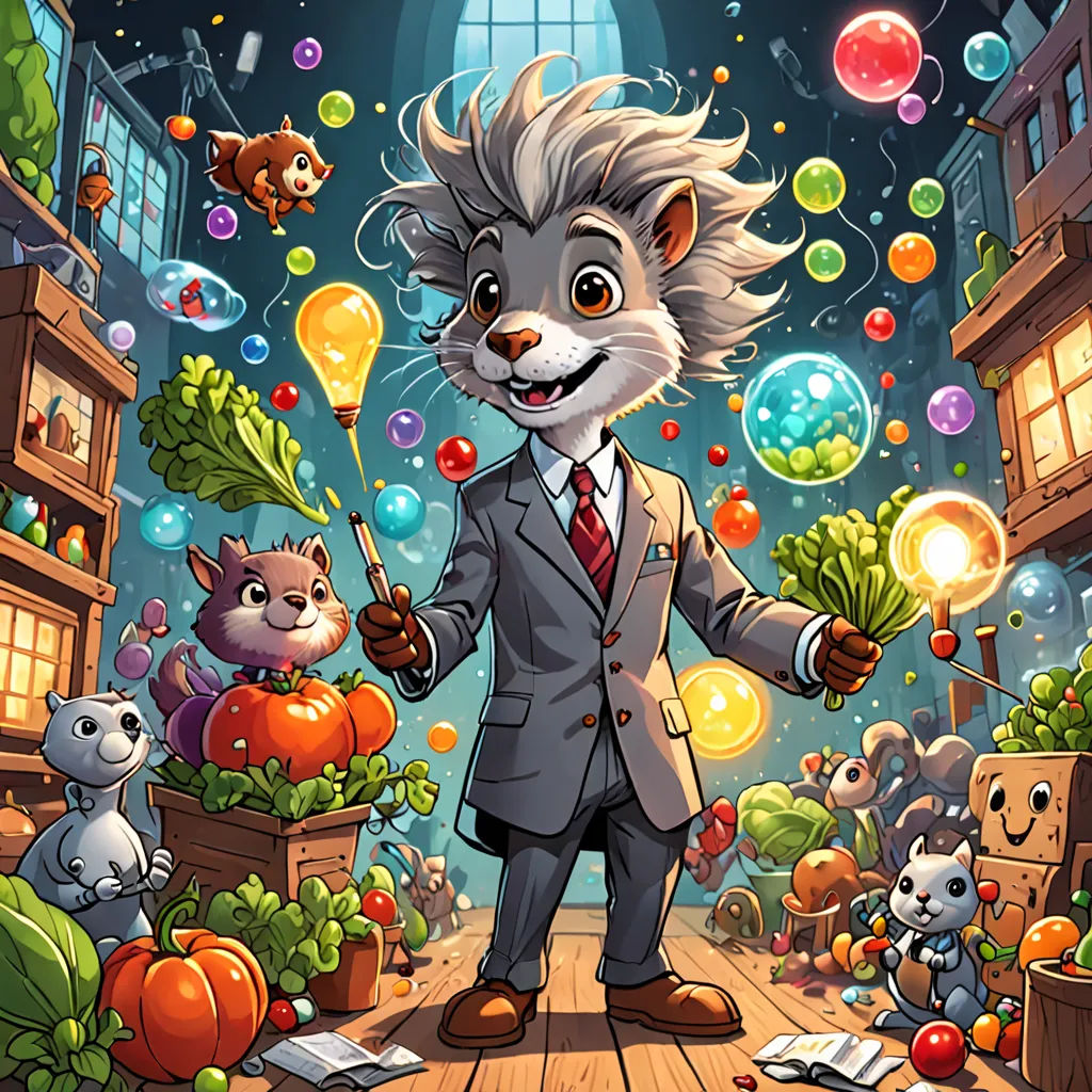 a cartoon character is surrounded by many cats and other objects in a room with a window and a cat holding a wand, furry art, a storybook illustration, Chris LaBrooy, official art