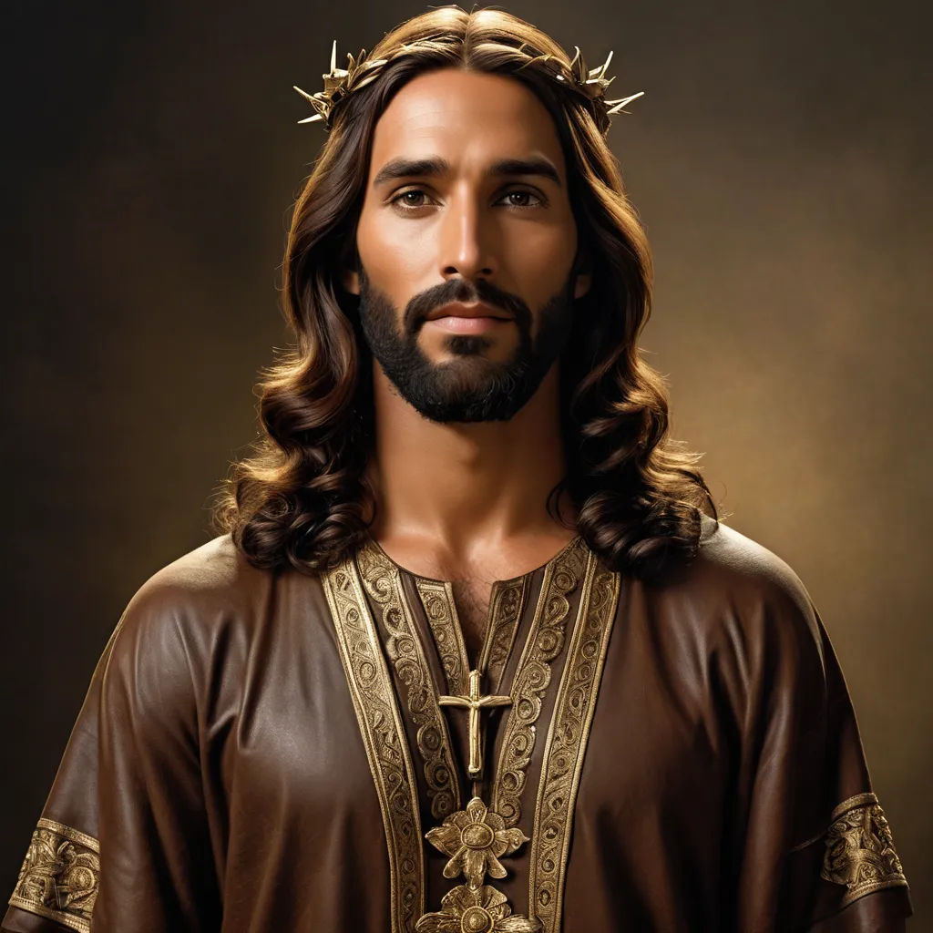 a man with a crown of gold on his head and a cross on his chest and a cross on his chest, american barbizon school, a flemish Baroque, Dionisius, photoreal