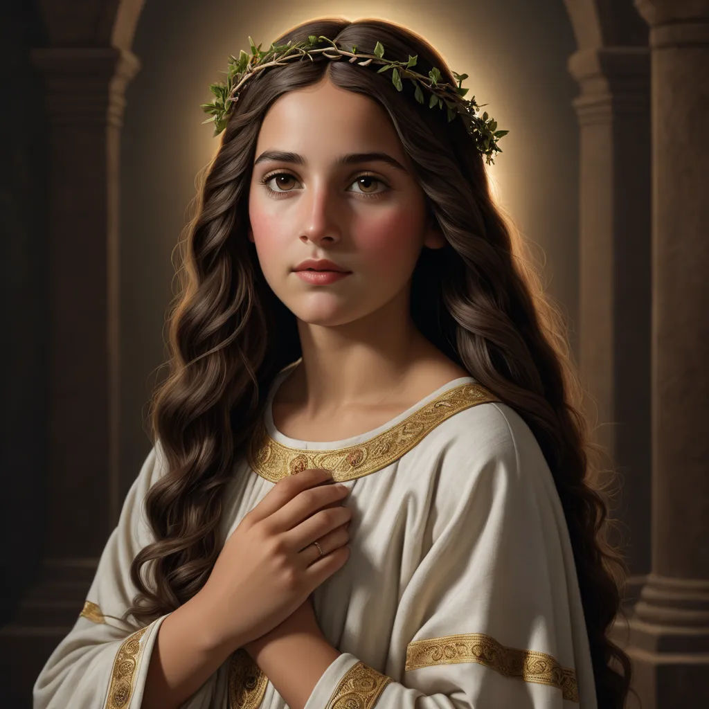 a painting of a woman wearing a crown of leaves and a halo around her neck and shoulders, with a cross on her chest, figurative art, an ultrafine detailed painting, Araceli Gilbert, highly detailed digital painting