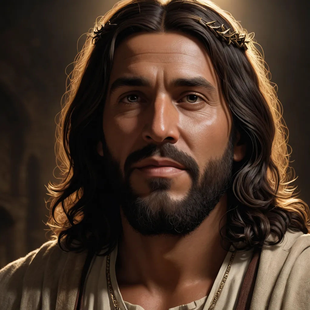 a man with a beard and a crown on his head is shown in a realistic image of jesus christ, photorealism, a photorealistic painting, Brothers Hildebrandt, photorealistic portrait