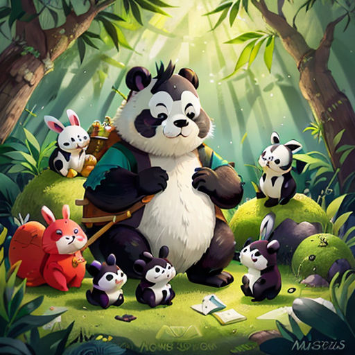 Panda Bear Teaching Multiplication Tables to Children