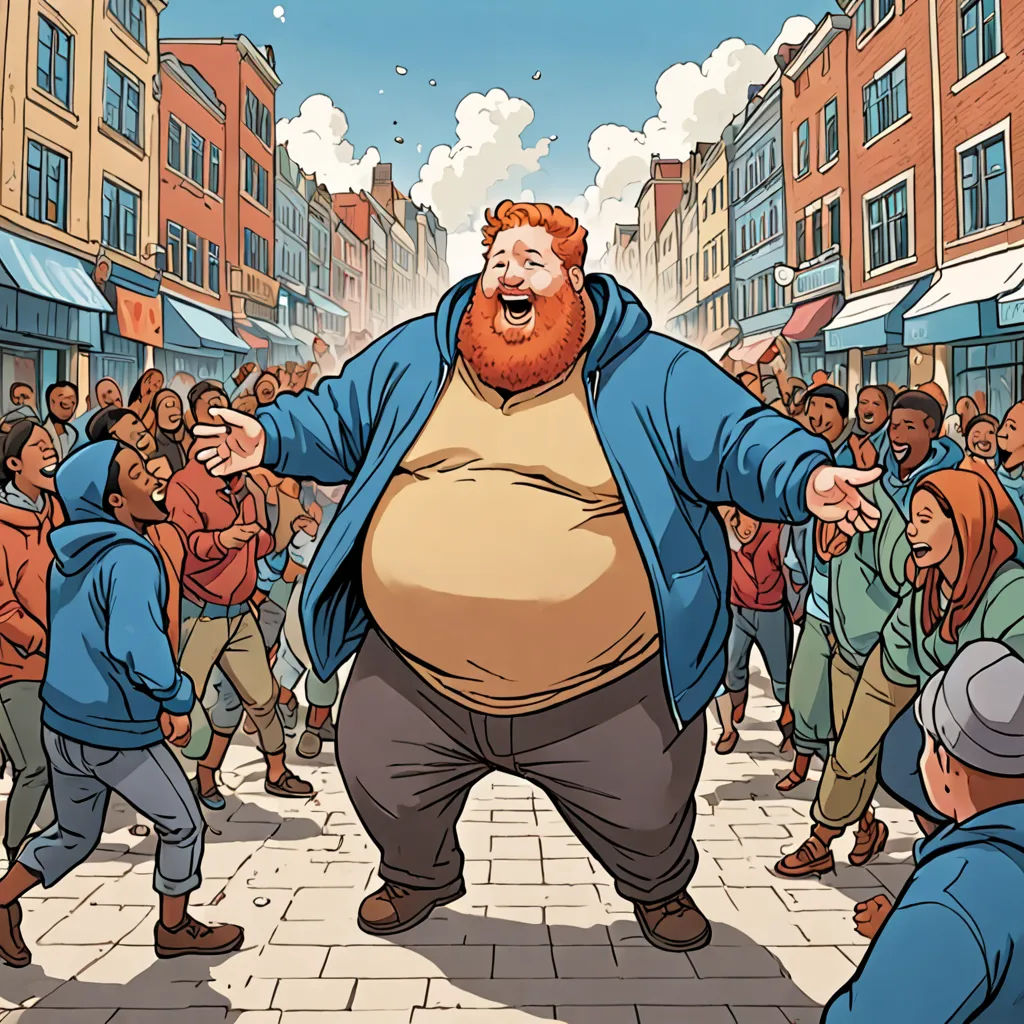 a man with a beard and a blue jacket is standing in front of a crowd of people in a city, Asaf Hanuka, underground comix, a comic book panel, official art