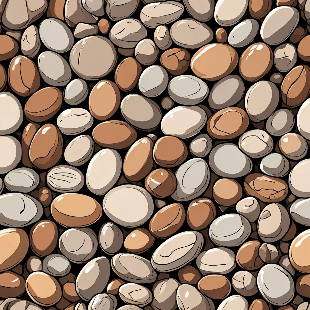 a bunch of rocks that are brown and white and brown and white and brown and white rocks are brown and white, kinetic pointillism, a digital rendering, Chris LaBrooy, highly detailed digital painting