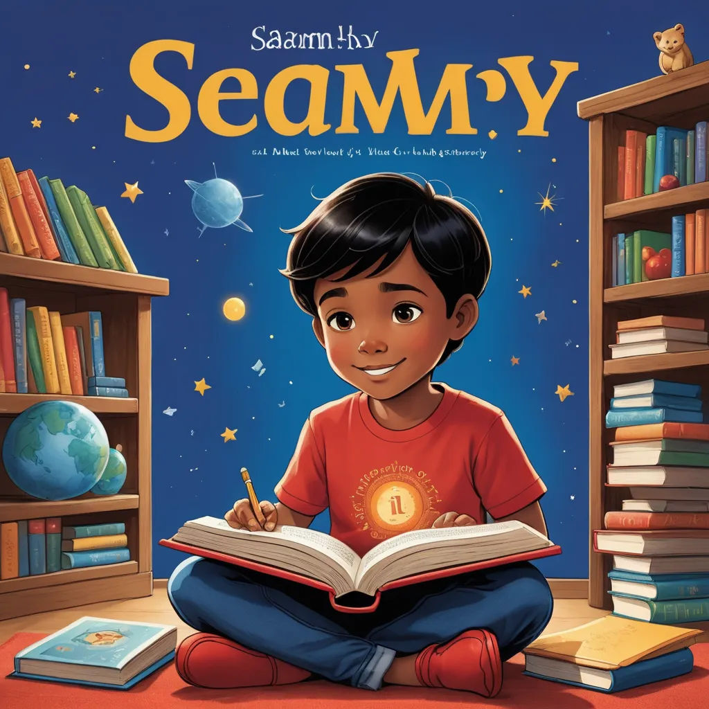 a young boy sitting on the floor in front of a bookcase with a book open and a light shining on his face, samikshavad, a storybook illustration, Adam Saks, graphic novel