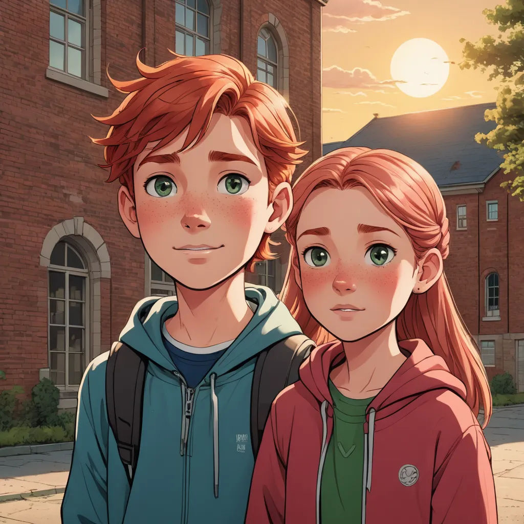 a couple of people standing next to each other on a street near a building with a sunset in the background, sots art, a character portrait, Cedric Seaut (Keos Masons), rossdraws global illumination